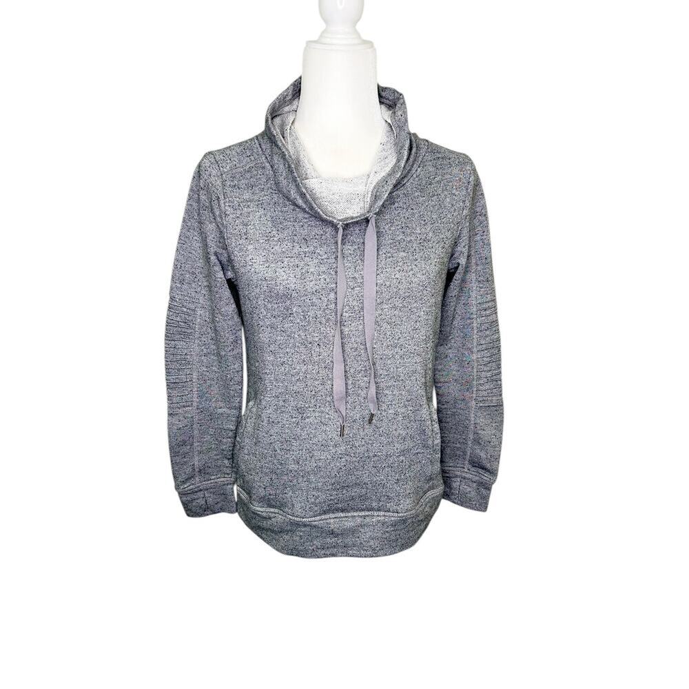 Steve Madden Gray Cowl Neck Pullover Sweatshirt Thumbholes Pocket Small